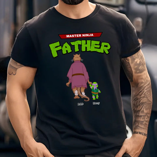 Personalized Master Ninja Father T-shirt, Black