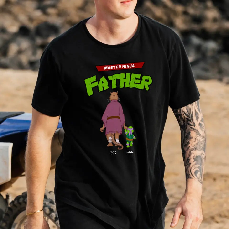 Personalized Master Ninja Father T-shirt, Black