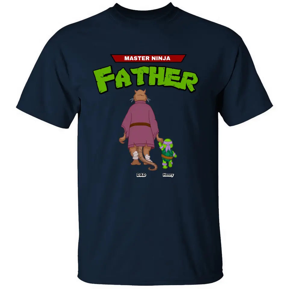 Personalized Master Ninja Father T-shirt, Black